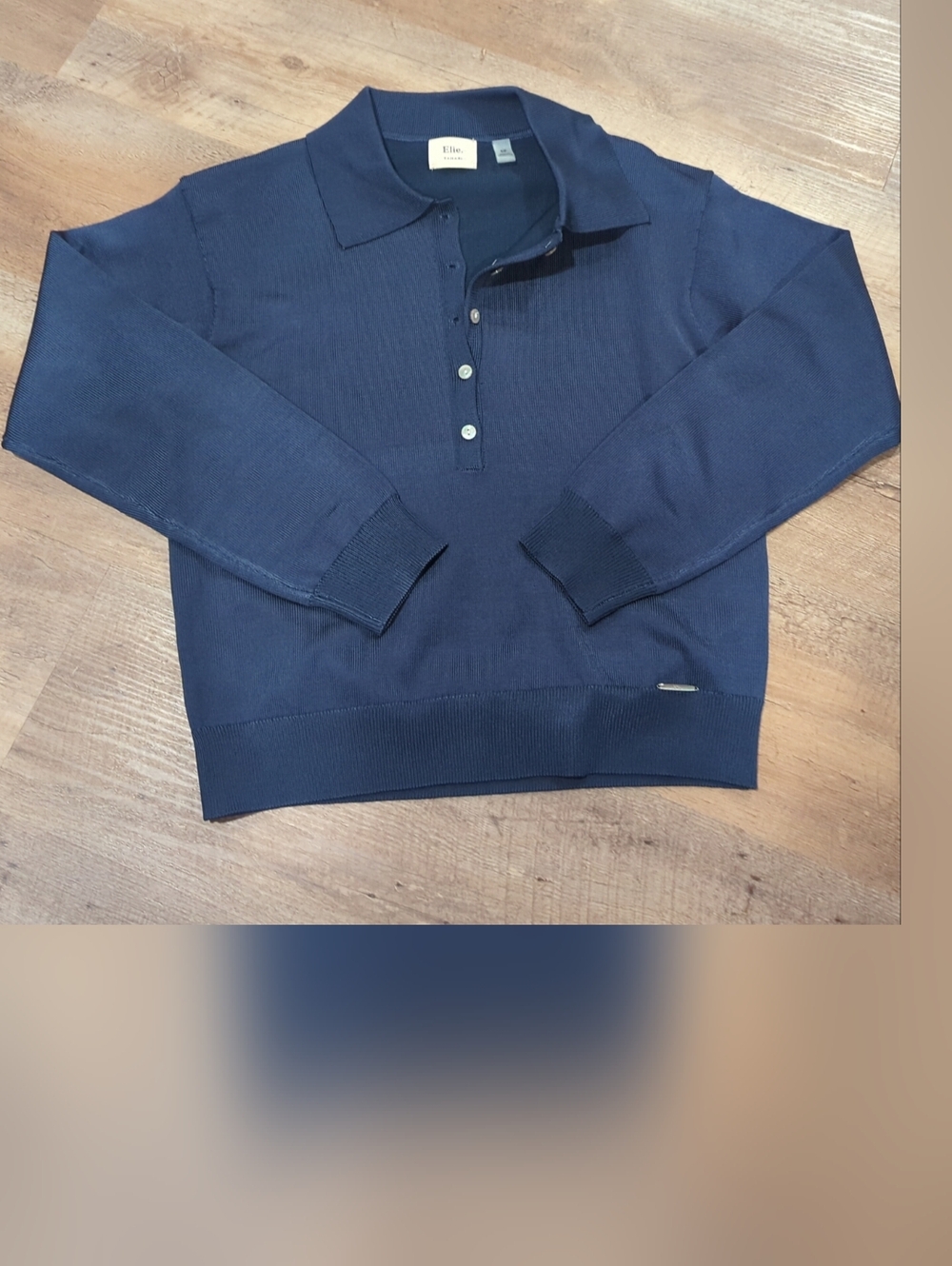 Elie Tahari Deep Navy Polo Knit Top